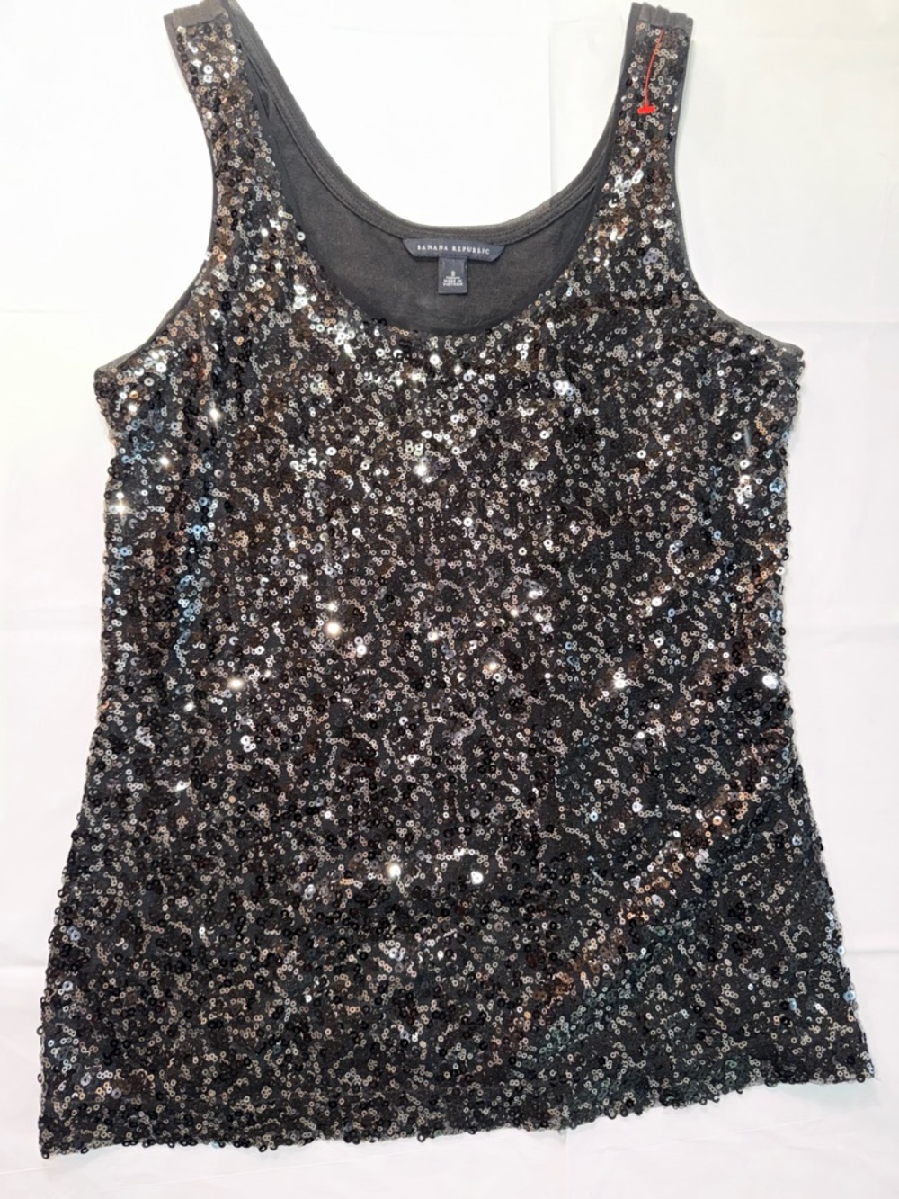 Banana Republic Black Sequin Scoop Neck Tank